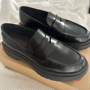 Camper Black Leather Loafers